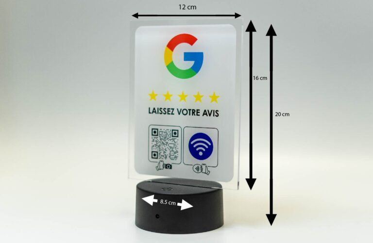 Support Google connecté avec mesures indiquées