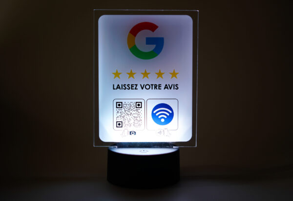 Support lumineux pour avis client Google