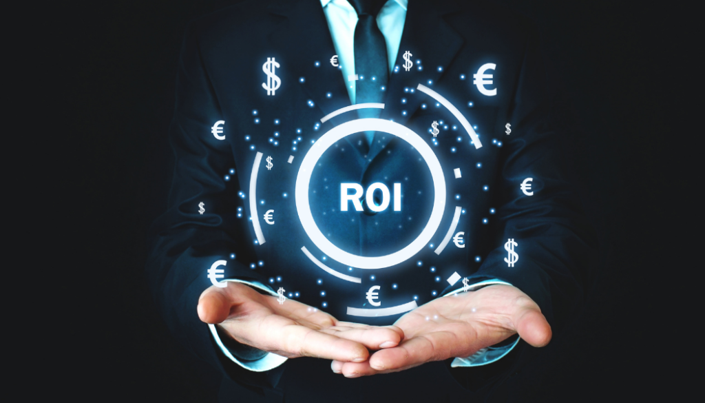 photo d'une personne qui porte un logo de "Retour sur investissement"